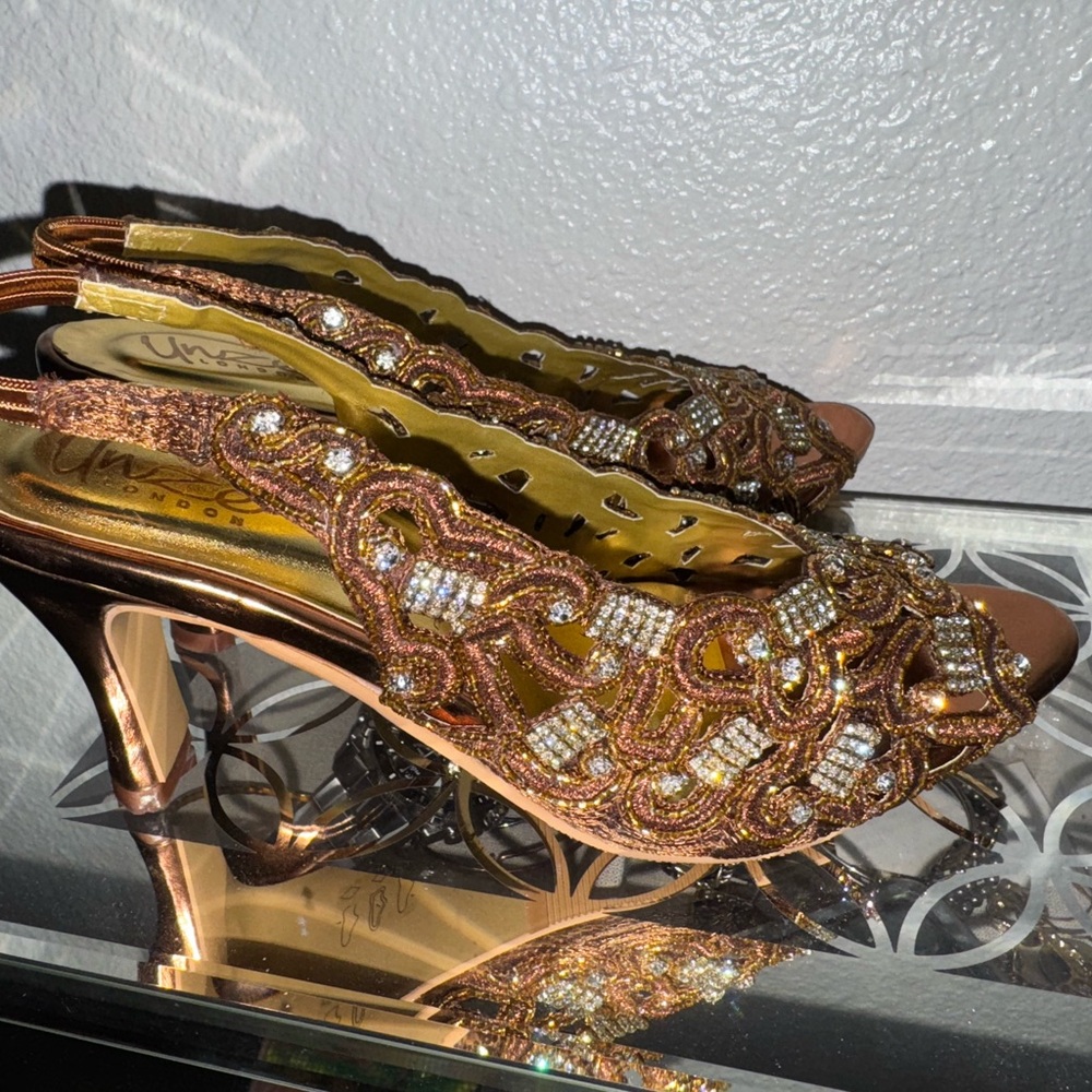 Chic Gold and Brown Women's Heels